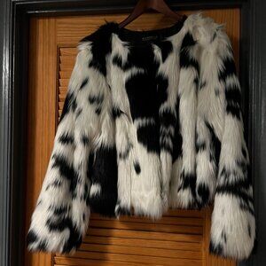 Black and White Faux Fur Jacket